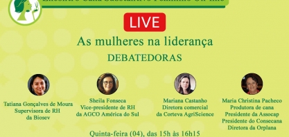 A live Mulheres na liderança acontece nesta quinta-feira às 15horas